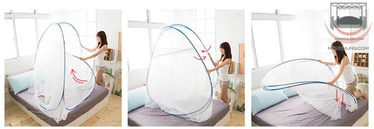 Cách gấp màn chụp tự bung bước 1